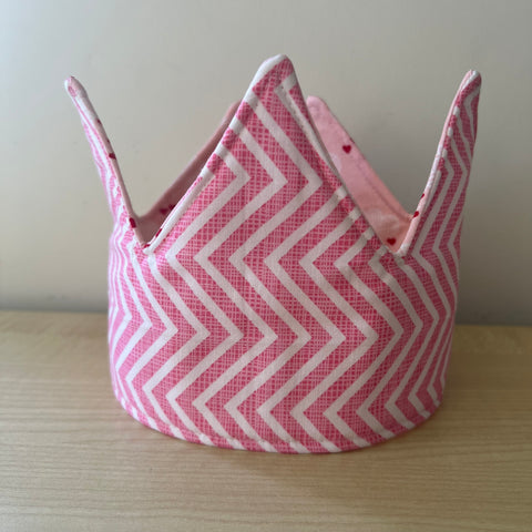 Crown - Pink Zigzag and Clouds with Hearts