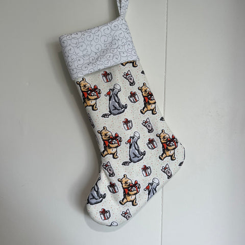 Christmas Stocking - Winnie the Pooh & Friends with Silver Swirls
