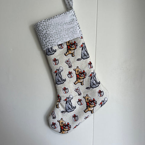 Christmas Stocking - Winnie the Pooh and Friends with Silver Dots