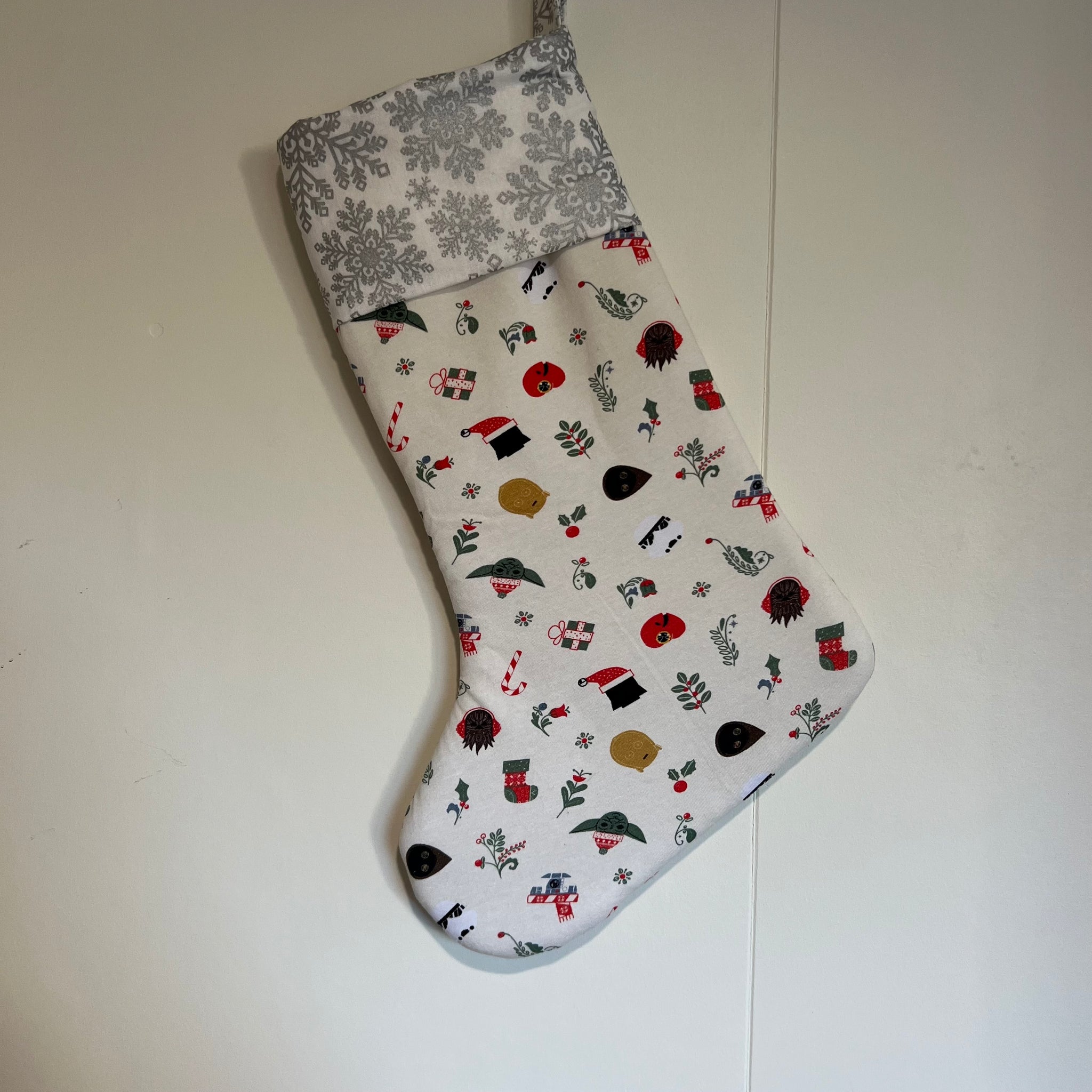 Christmas Stocking - Star Wars with Silver Snowflakes