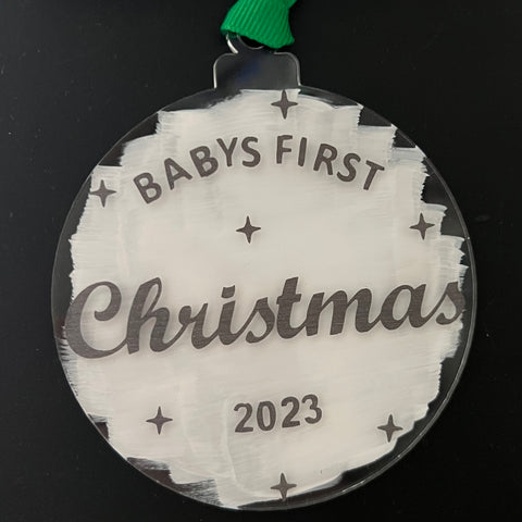 Christmas Bauble - Baby’s First Christmas - Metallic Vinyl, White Background
