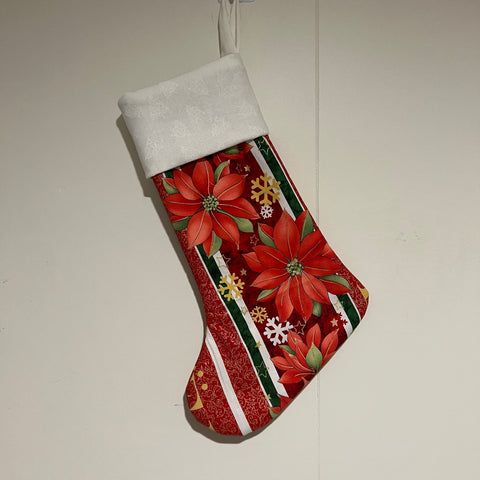 Christmas Stocking - Christmas Flowers with White Trees