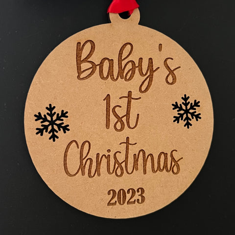 Christmas Baubles - Wood Baby’s 1st Christmas 2023