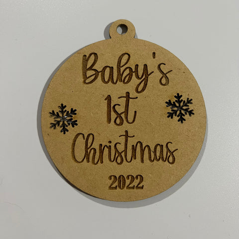 Christmas Baubles - Wood Baby’s 1st Christmas 2022
