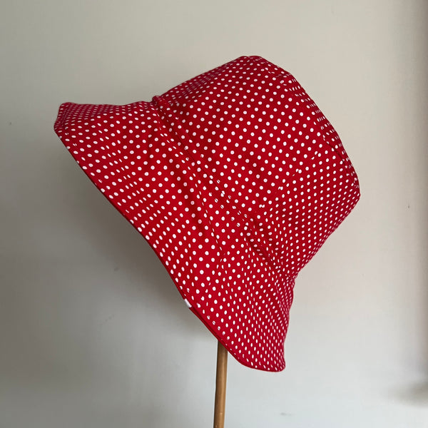 Bucket Hat - 6 Years - Red with White Spots