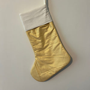 Christmas Stocking - Gold with White