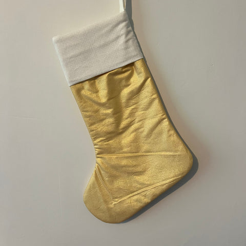 Christmas Stocking - Gold with White