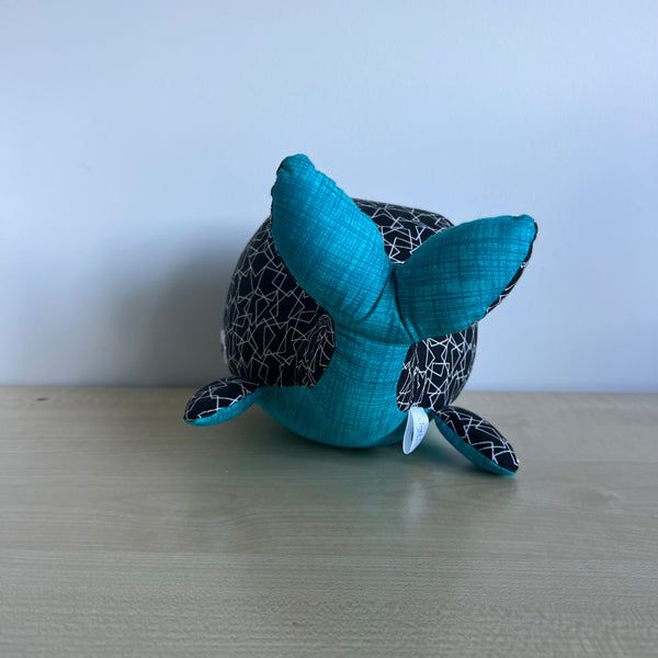 Whale - Squares on Black with Teal