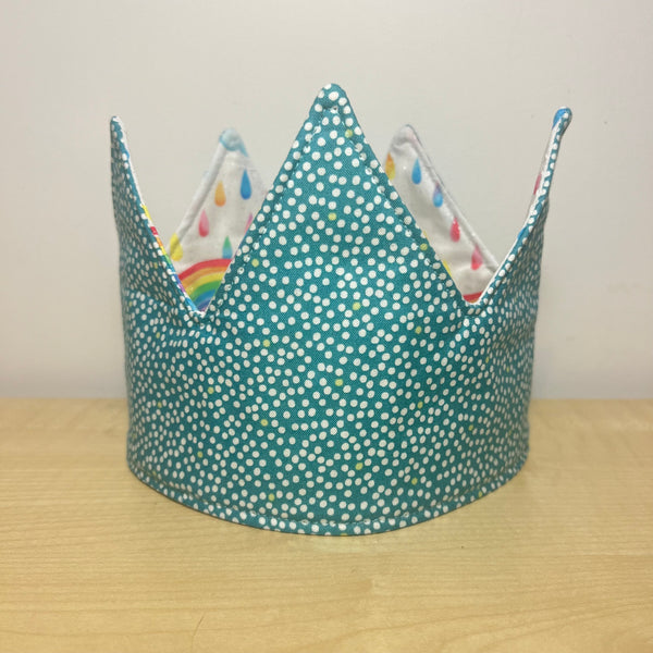 Crown - Rainbows with Teal Dots