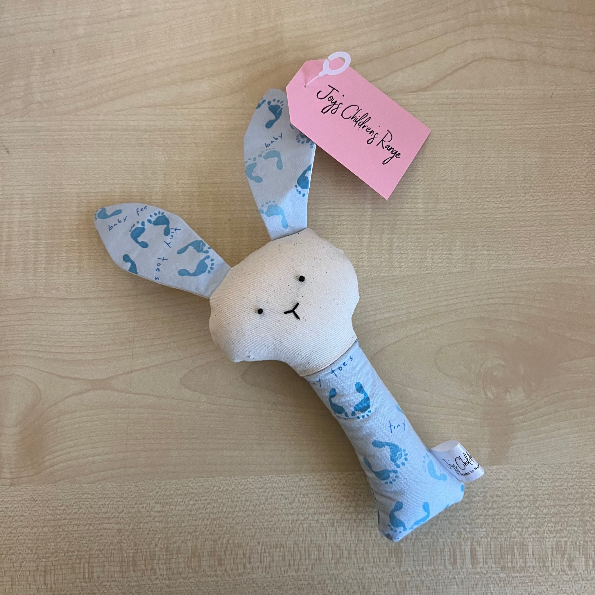 Bunny Rattle - Blue Baby Feet