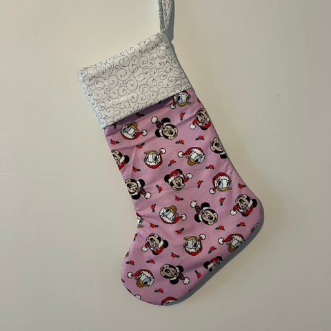 Christmas Stocking - Minnie Mouse and Daisy Duck with Silver Swirls