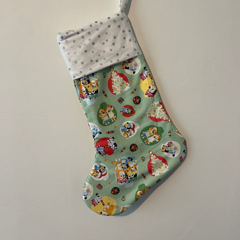 Christmas Stocking - Bluey Christmas with Silver Spots