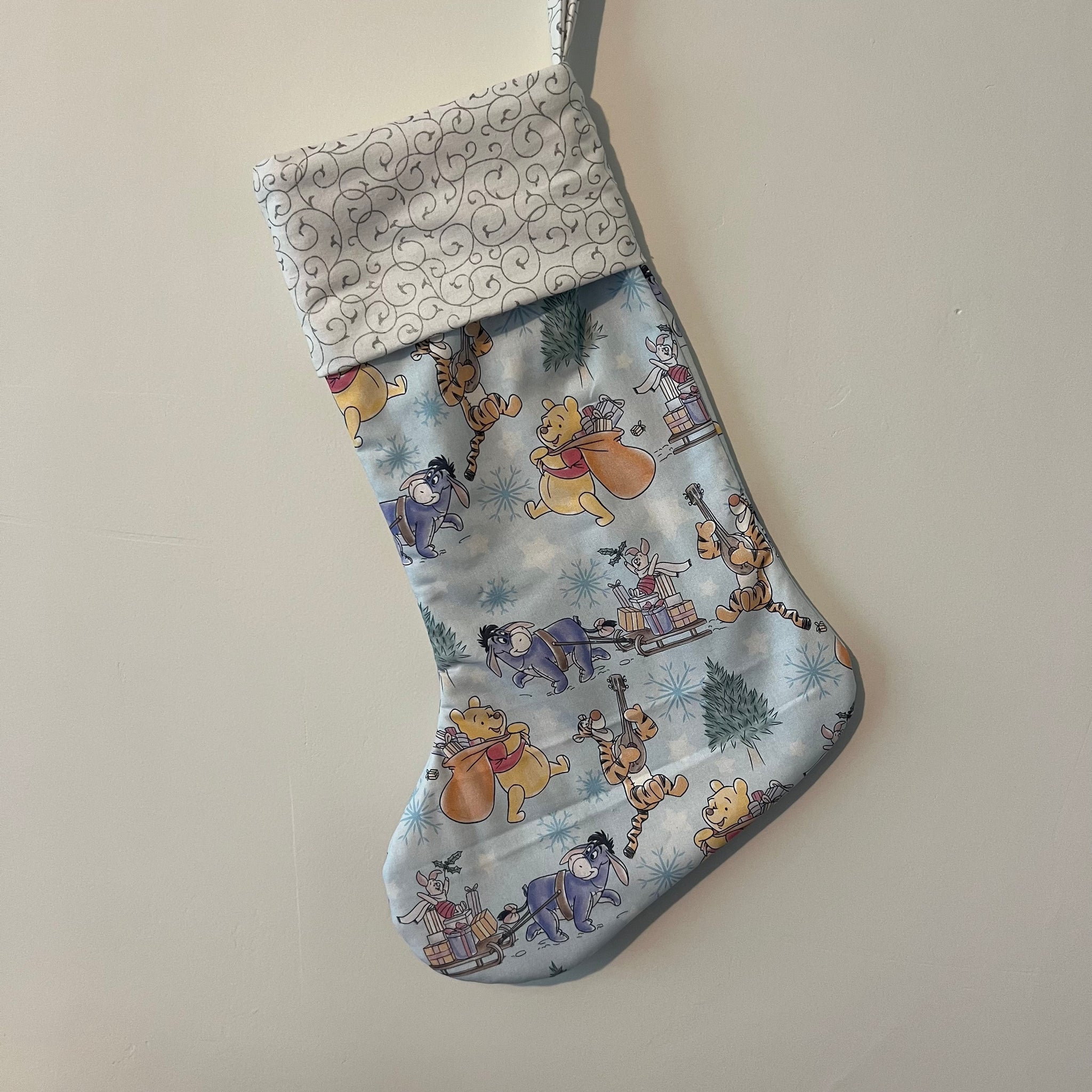 Christmas Stocking - Winnie the Pooh with Silver Swirls