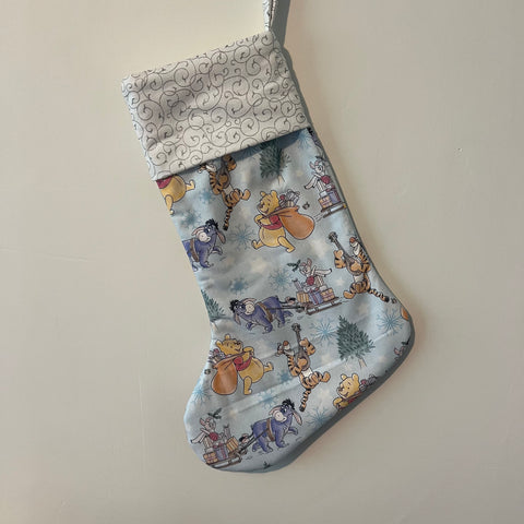 Christmas Stocking - Winnie the Pooh with Silver Swirls