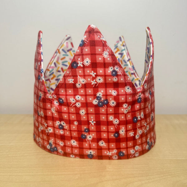 Crown - Little Flowers on Pink with Sprinkles