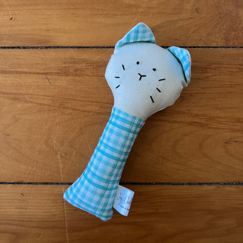 Cat Rattle - Teal Gingham