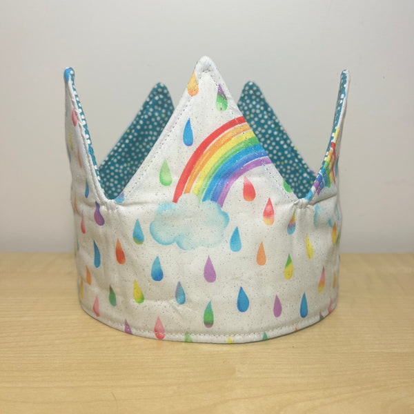Crown - Rainbows with Teal Dots