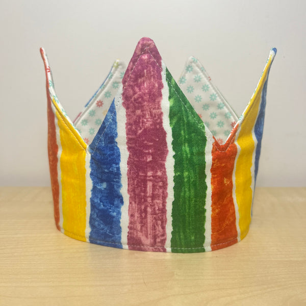 Crown - Rainbow Stripes with Little Flowers