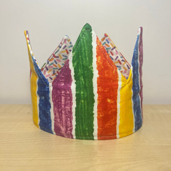 Crown - Rainbow Stripes with Sprinkles
