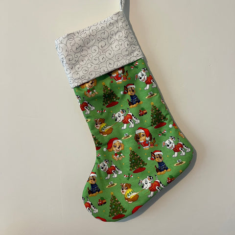 Christmas Stocking - Paw Patrol with Silver Swirls