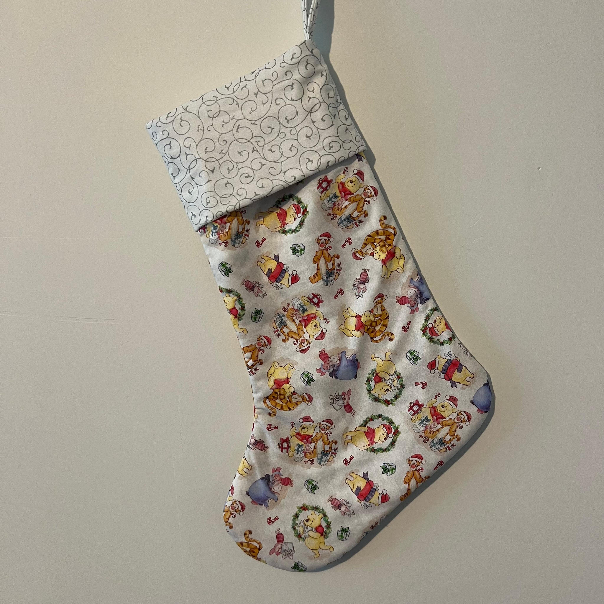 Christmas Stocking - Winnie the Pooh and Friends with Silver Swirls