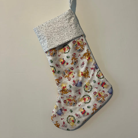 Christmas Stocking - Winnie the Pooh and Friends with Silver Swirls