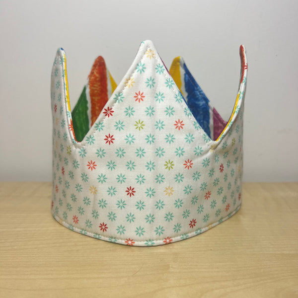 Crown - Rainbow Stripes with Little Flowers