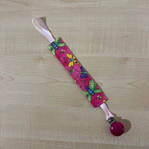 Dummy Clip - Pink with Cartoon Butterflies