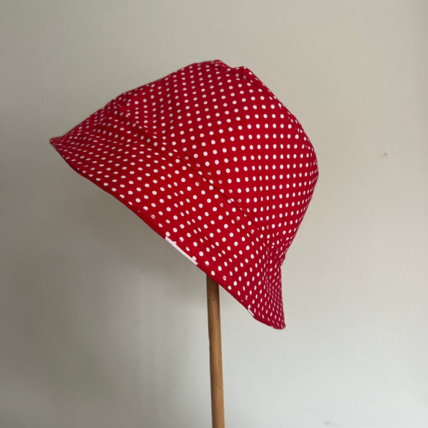 Bucket Hat - 0 to 3 Months - Red with White Spots