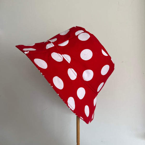 Bucket Hat - 6 Years - Red with White Spots