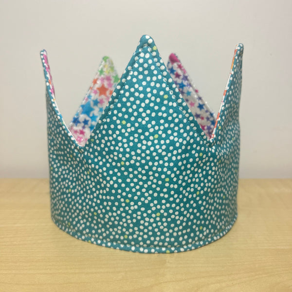 Crown - Rainbow Stars with Teal Dots