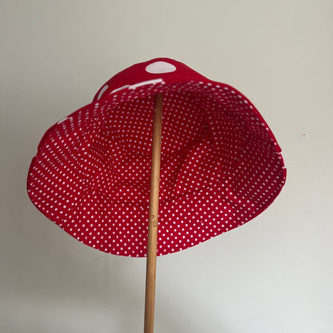 Bucket Hat - 0 to 3 Months - Red with White Spots