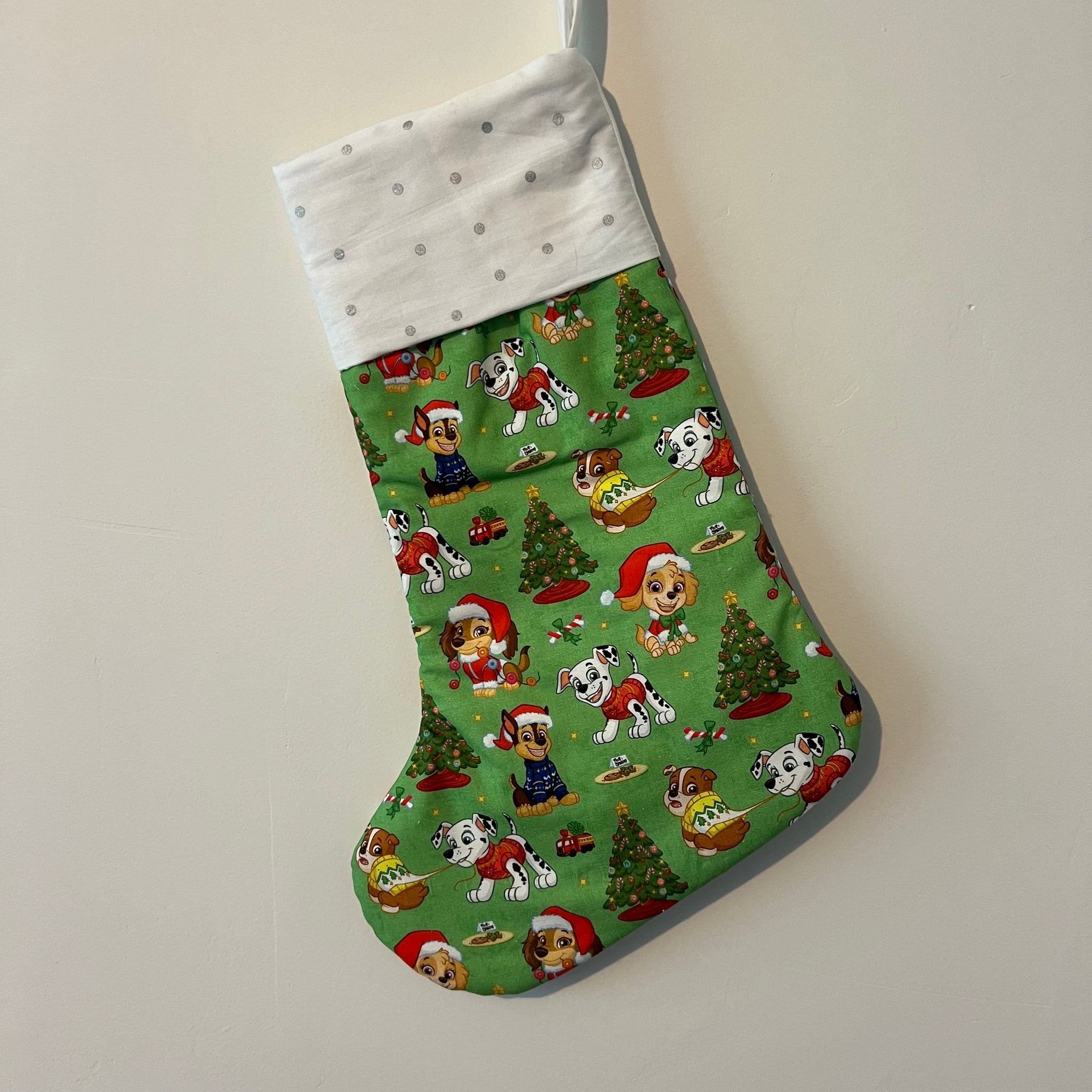 Christmas Stocking - Paw Patrol with Silver Spots
