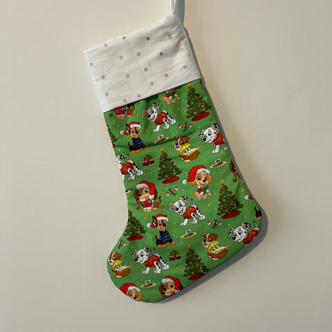 Christmas Stocking - Paw Patrol with Silver Spots