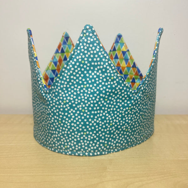 Crown - Rainbow Triangles with Teal Dots