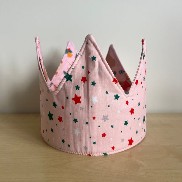 Crown - Christmas Dogs with Stars on Pink