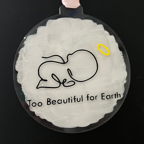 Christmas Bauble - Angel Baby - Black Vinyl, White Background