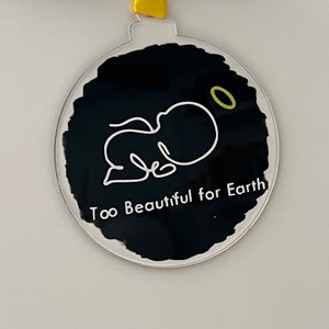 Christmas Bauble - Angel Baby - White Vinyl, Black Background