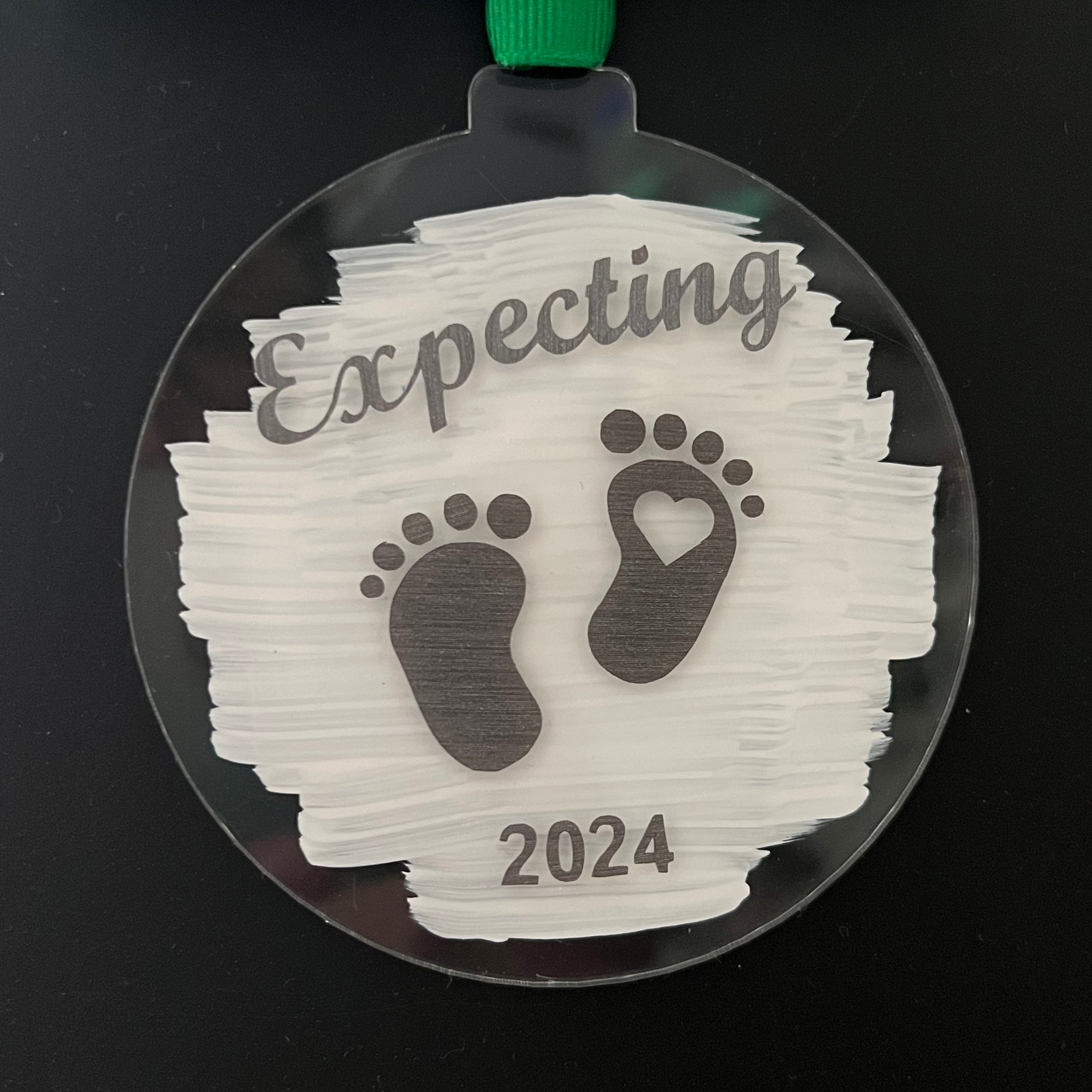 Christmas Bauble - Expecting 2024 - Metallic Vinyl, White Background