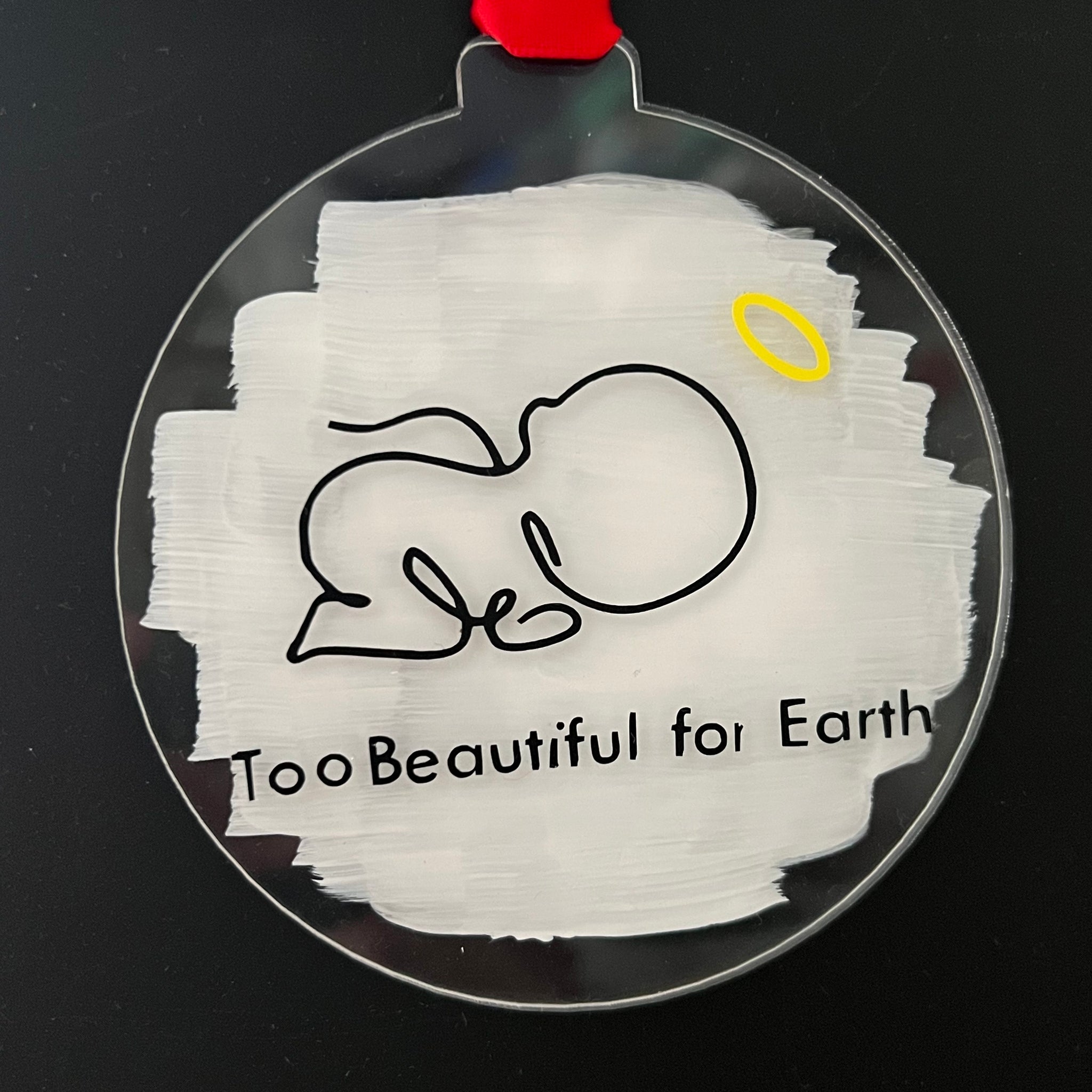 Christmas Bauble - Angel Baby - Black Vinyl, White Background