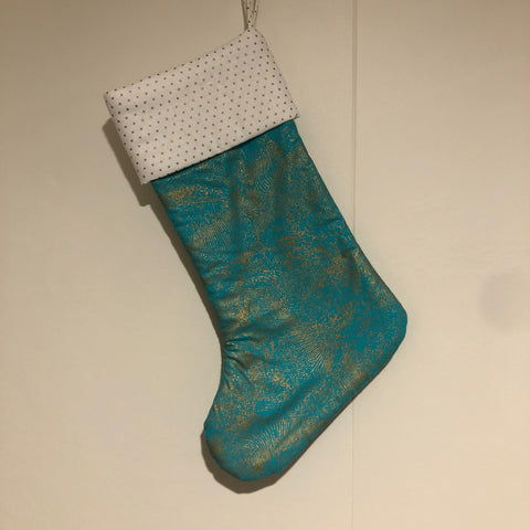 Christmas Stocking - Teal Stars