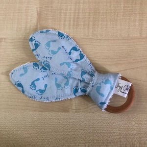 Teething Ring - Baby Feet Blue