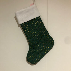 Christmas Stocking - Green White Trees