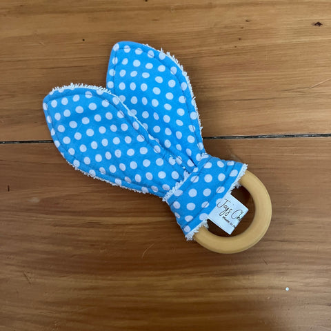 Teething Ring - Blue with White Dotts